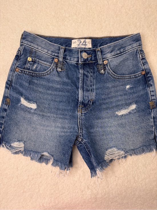We The Free Pants - We The Free Distressed High-Rise Denim Shorts - Blue Wash